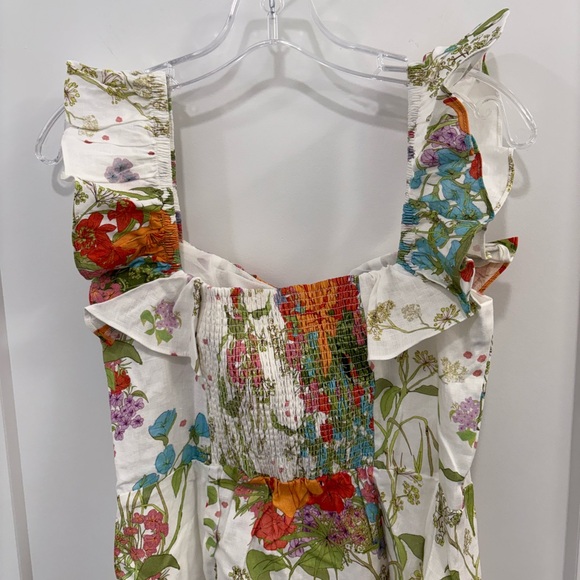 & Other Stories Floral Ruffle Linen Midi Dress Size 8 - Picture 10 of 12